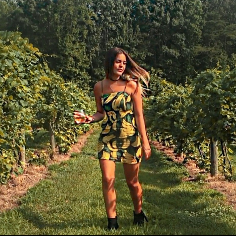 Lucca Couture Banana print mini dress size Small